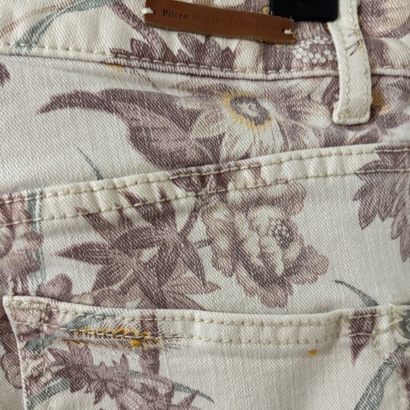 Pilcro and the Letterpress Cream-Pink Floral High Rise Bootcut Flare size 25 - Picture 6 of 11